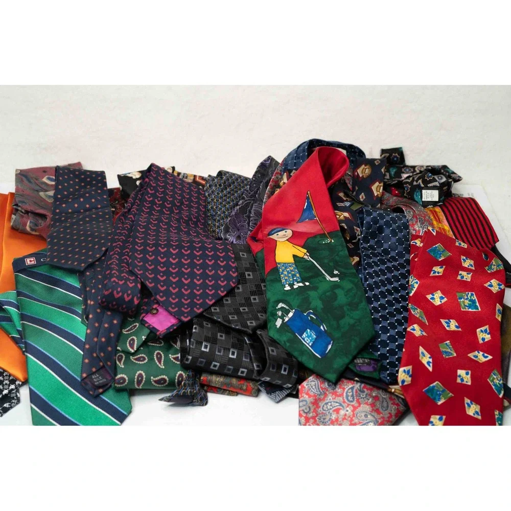 Mens Necktie Lot 6lb Assorted Brands Chaps Van Heusen Izod Silk Novelty Ties